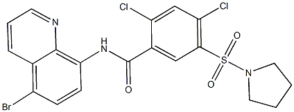 N-(5-bromo-8-quinolinyl)-2,4-dichloro-5-(1-pyrrolidinylsulfonyl)benzamide 化学構造式