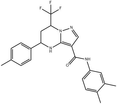 N-(3,4-dimethylphenyl)-5-(4-methylphenyl)-7-(trifluoromethyl)-4,5,6,7-tetrahydropyrazolo[1,5-a]pyrimidine-3-carboxamide Structure