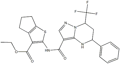 ethyl 2-({[5-phenyl-7-(trifluoromethyl)-4,5,6,7-tetrahydropyrazolo[1,5-a]pyrimidin-3-yl]carbonyl}amino)-5,6-dihydro-4H-cyclopenta[b]thiophene-3-carboxylate|