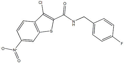 3-chloro-N-(4-fluorobenzyl)-6-nitro-1-benzothiophene-2-carboxamide,354537-97-6,结构式