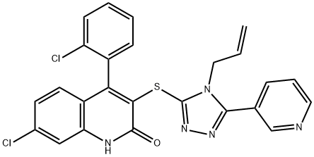 3-{[4-allyl-5-(3-pyridinyl)-4H-1,2,4-triazol-3-yl]sulfanyl}-7-chloro-4-(2-chlorophenyl)-2-quinolinol,354538-28-6,结构式