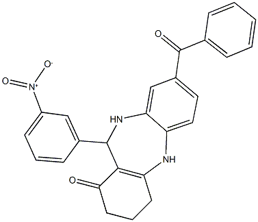 8-benzoyl-11-{3-nitrophenyl}-2,3,4,5,10,11-hexahydro-1H-dibenzo[b,e][1,4]diazepin-1-one Struktur