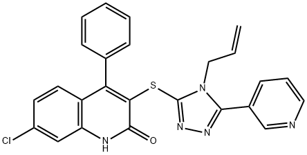 3-{[4-allyl-5-(3-pyridinyl)-4H-1,2,4-triazol-3-yl]sulfanyl}-7-chloro-4-phenyl-2-quinolinol 结构式