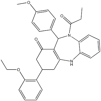 3-(2-ethoxyphenyl)-11-(4-methoxyphenyl)-10-propionyl-2,3,4,5,10,11-hexahydro-1H-dibenzo[b,e][1,4]diazepin-1-one Structure