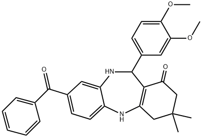 8-benzoyl-11-(3,4-dimethoxyphenyl)-3,3-dimethyl-2,3,4,5,10,11-hexahydro-1H-dibenzo[b,e][1,4]diazepin-1-one Structure