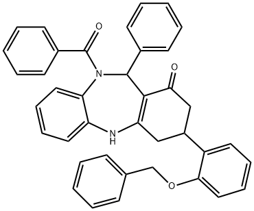 10-benzoyl-3-[2-(benzyloxy)phenyl]-11-phenyl-2,3,4,5,10,11-hexahydro-1H-dibenzo[b,e][1,4]diazepin-1-one 结构式