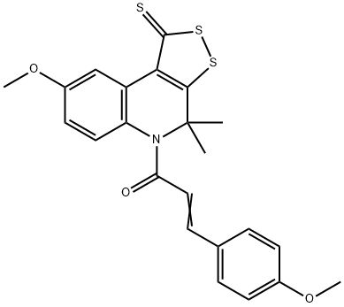 8-methoxy-5-[3-(4-methoxyphenyl)acryloyl]-4,4-dimethyl-4,5-dihydro-1H-[1,2]dithiolo[3,4-c]quinoline-1-thione Structure