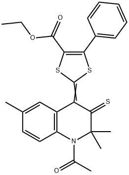 354540-56-0 ethyl 2-(1-acetyl-2,2,6-trimethyl-3-thioxo-2,3-dihydro-4(1H)-quinolinylidene)-5-phenyl-1,3-dithiole-4-carboxylate