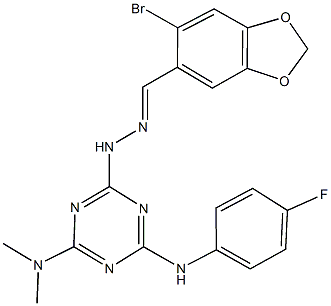 354540-60-6 6-bromo-1,3-benzodioxole-5-carbaldehyde [4-(dimethylamino)-6-(4-fluoroanilino)-1,3,5-triazin-2-yl]hydrazone