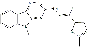 1-(5-methyl-2-furyl)ethanone (5-methyl-5H-[1,2,4]triazino[5,6-b]indol-3-yl)hydrazone Structure