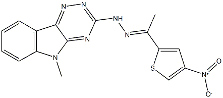 1-{4-nitro-2-thienyl}ethanone (5-methyl-5H-[1,2,4]triazino[5,6-b]indol-3-yl)hydrazone 化学構造式