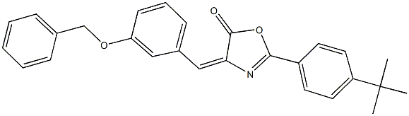 4-[3-(benzyloxy)benzylidene]-2-(4-tert-butylphenyl)-1,3-oxazol-5(4H)-one 化学構造式
