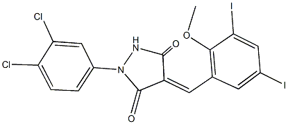 1-(3,4-dichlorophenyl)-4-(3,5-diiodo-2-methoxybenzylidene)-3,5-pyrazolidinedione Struktur