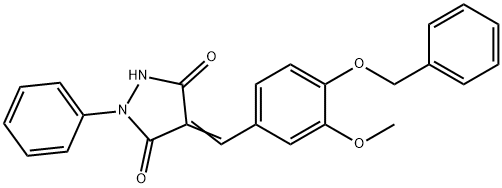 4-[4-(benzyloxy)-3-methoxybenzylidene]-1-phenyl-3,5-pyrazolidinedione 结构式