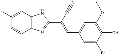 3-(3-bromo-4-hydroxy-5-methoxyphenyl)-2-(6-methyl-1H-benzimidazol-2-yl)acrylonitrile Structure