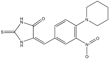 5-[3-nitro-4-(1-piperidinyl)benzylidene]-2-thioxo-4-imidazolidinone Structure