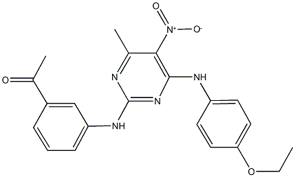 1-[3-({4-(4-ethoxyanilino)-5-nitro-6-methyl-2-pyrimidinyl}amino)phenyl]ethanone Struktur