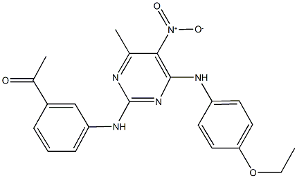 1-[3-({4-(4-ethoxyanilino)-5-nitro-6-methyl-2-pyrimidinyl}amino)phenyl]ethanone 化学構造式