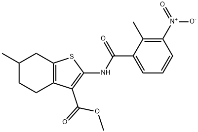 methyl 2-({3-nitro-2-methylbenzoyl}amino)-6-methyl-4,5,6,7-tetrahydro-1-benzothiophene-3-carboxylate Structure