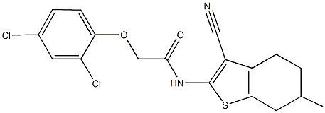 N-(3-cyano-6-methyl-4,5,6,7-tetrahydro-1-benzothien-2-yl)-2-(2,4-dichlorophenoxy)acetamide 结构式