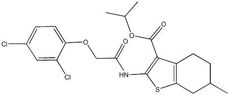 isopropyl 2-{[(2,4-dichlorophenoxy)acetyl]amino}-6-methyl-4,5,6,7-tetrahydro-1-benzothiophene-3-carboxylate Structure