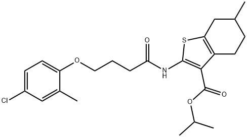 isopropyl 2-{[4-(4-chloro-2-methylphenoxy)butanoyl]amino}-6-methyl-4,5,6,7-tetrahydro-1-benzothiophene-3-carboxylate Struktur