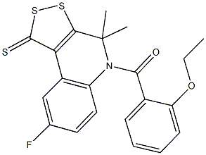 5-(2-ethoxybenzoyl)-8-fluoro-4,4-dimethyl-4,5-dihydro-1H-[1,2]dithiolo[3,4-c]quinoline-1-thione 化学構造式