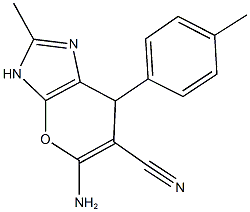 5-amino-2-methyl-7-(4-methylphenyl)-3,7-dihydropyrano[2,3-d]imidazole-6-carbonitrile Struktur