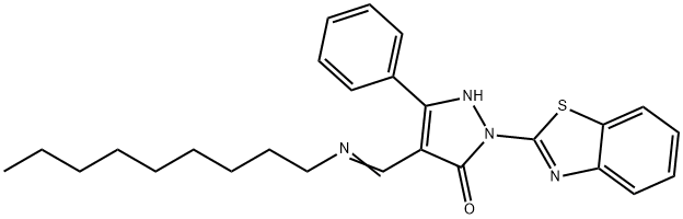 2-(1,3-benzothiazol-2-yl)-4-[(nonylimino)methyl]-5-phenyl-1,2-dihydro-3H-pyrazol-3-one Struktur