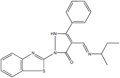 2-(1,3-benzothiazol-2-yl)-4-[(sec-butylimino)methyl]-5-phenyl-1,2-dihydro-3H-pyrazol-3-one Structure