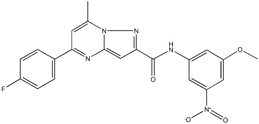 5-(4-fluorophenyl)-N-{3-nitro-5-methoxyphenyl}-7-methylpyrazolo[1,5-a]pyrimidine-2-carboxamide Struktur