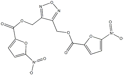 {4-[({5-nitro-2-furoyl}oxy)methyl]-1,2,5-oxadiazol-3-yl}methyl 5-nitro-2-furoate 化学構造式