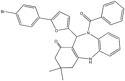 10-benzoyl-11-[5-(4-bromophenyl)-2-furyl]-3,3-dimethyl-2,3,4,5,10,11-hexahydro-1H-dibenzo[b,e][1,4]diazepin-1-one,354543-42-3,结构式