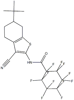 N-(6-tert-butyl-3-cyano-4,5,6,7-tetrahydro-1-benzothien-2-yl)-1,2,2,3,3,4,4,5,5,6,6-undecafluorocyclohexanecarboxamide 结构式