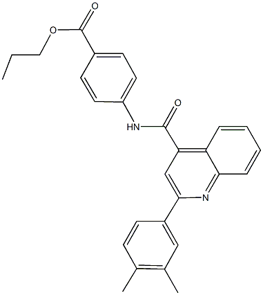 propyl 4-({[2-(3,4-dimethylphenyl)-4-quinolinyl]carbonyl}amino)benzoate 化学構造式