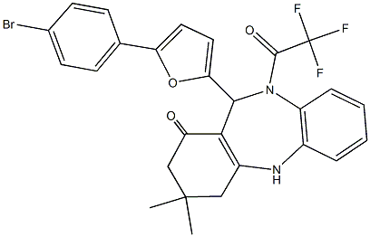 11-[5-(4-bromophenyl)-2-furyl]-3,3-dimethyl-10-(trifluoroacetyl)-2,3,4,5,10,11-hexahydro-1H-dibenzo[b,e][1,4]diazepin-1-one Structure