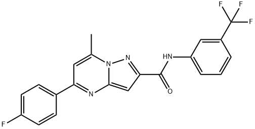 5-(4-fluorophenyl)-7-methyl-N-[3-(trifluoromethyl)phenyl]pyrazolo[1,5-a]pyrimidine-2-carboxamide 结构式