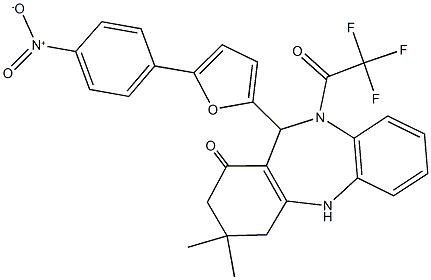 11-(5-{4-nitrophenyl}-2-furyl)-3,3-dimethyl-10-(trifluoroacetyl)-2,3,4,5,10,11-hexahydro-1H-dibenzo[b,e][1,4]diazepin-1-one,354543-97-8,结构式