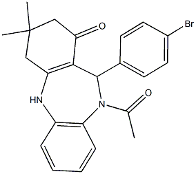 10-acetyl-11-(4-bromophenyl)-3,3-dimethyl-2,3,4,5,10,11-hexahydro-1H-dibenzo[b,e][1,4]diazepin-1-one Structure