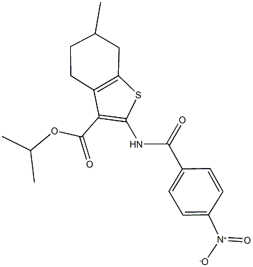 isopropyl 2-({4-nitrobenzoyl}amino)-6-methyl-4,5,6,7-tetrahydro-1-benzothiophene-3-carboxylate 结构式