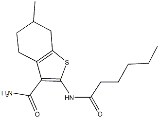 2-(hexanoylamino)-6-methyl-4,5,6,7-tetrahydro-1-benzothiophene-3-carboxamide Structure