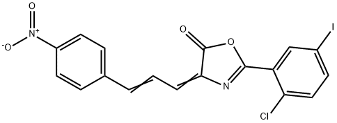 2-(2-chloro-5-iodophenyl)-4-(3-{4-nitrophenyl}-2-propenylidene)-1,3-oxazol-5(4H)-one Struktur