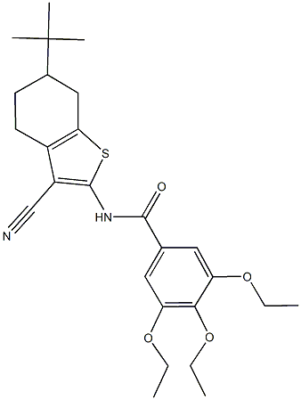 N-(6-tert-butyl-3-cyano-4,5,6,7-tetrahydro-1-benzothien-2-yl)-3,4,5-triethoxybenzamide Struktur