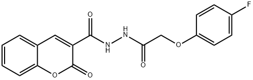 N'-[(4-fluorophenoxy)acetyl]-2-oxo-2H-chromene-3-carbohydrazide 化学構造式