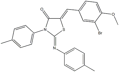 5-(3-bromo-4-methoxybenzylidene)-3-(4-methylphenyl)-2-[(4-methylphenyl)imino]-1,3-thiazolidin-4-one Structure