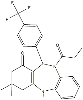 3,3-dimethyl-10-propionyl-11-[4-(trifluoromethyl)phenyl]-2,3,4,5,10,11-hexahydro-1H-dibenzo[b,e][1,4]diazepin-1-one Structure