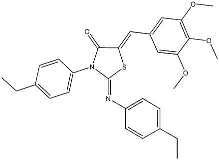 3-(4-ethylphenyl)-2-[(4-ethylphenyl)imino]-5-(3,4,5-trimethoxybenzylidene)-1,3-thiazolidin-4-one Structure