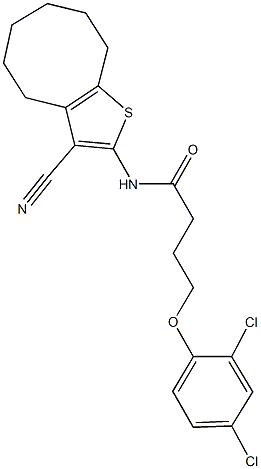 N-(3-cyano-4,5,6,7,8,9-hexahydrocycloocta[b]thien-2-yl)-4-(2,4-dichlorophenoxy)butanamide Structure