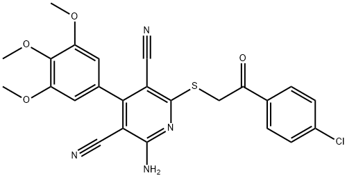 2-amino-6-{[2-(4-chlorophenyl)-2-oxoethyl]sulfanyl}-4-(3,4,5-trimethoxyphenyl)-3,5-pyridinedicarbonitrile Structure