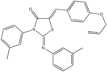 5-[4-(allyloxy)benzylidene]-3-(3-methylphenyl)-2-[(3-methylphenyl)imino]-1,3-thiazolidin-4-one Struktur